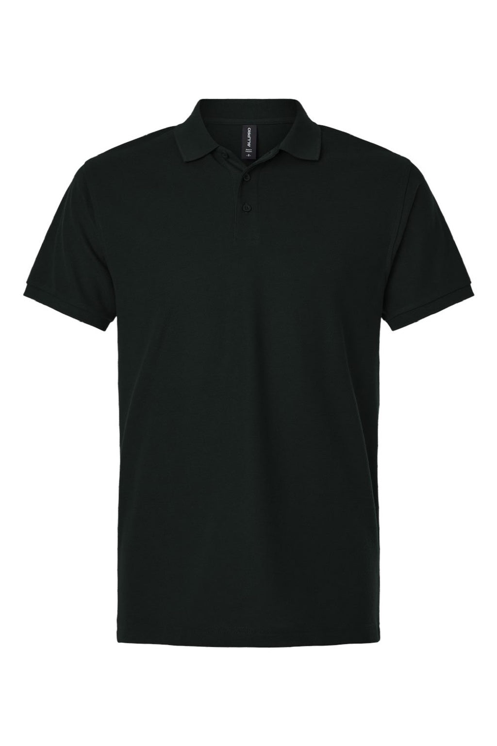 AllPro 62800 Mens Pique Short Sleeve Polo Shirt Black Flat Front