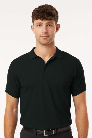 AllPro 62800 Mens Pique Short Sleeve Polo Shirt Black Model Front