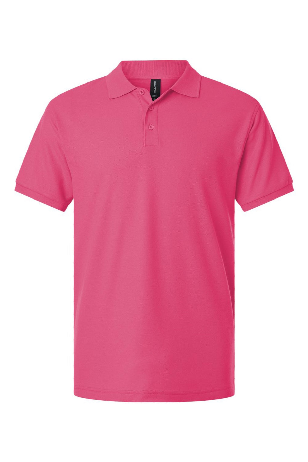 AllPro 62800 Mens Pique Short Sleeve Polo Shirt Bright Pink Flat Front
