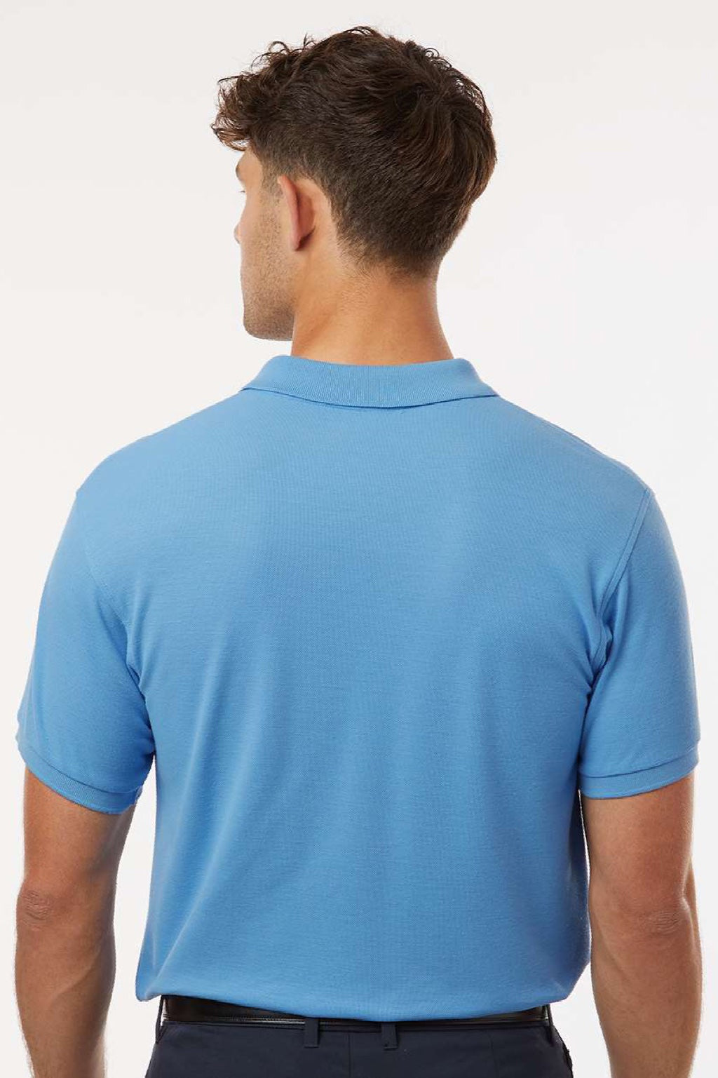 AllPro 62800 Mens Pique Short Sleeve Polo Shirt Carolina Blue Model Back