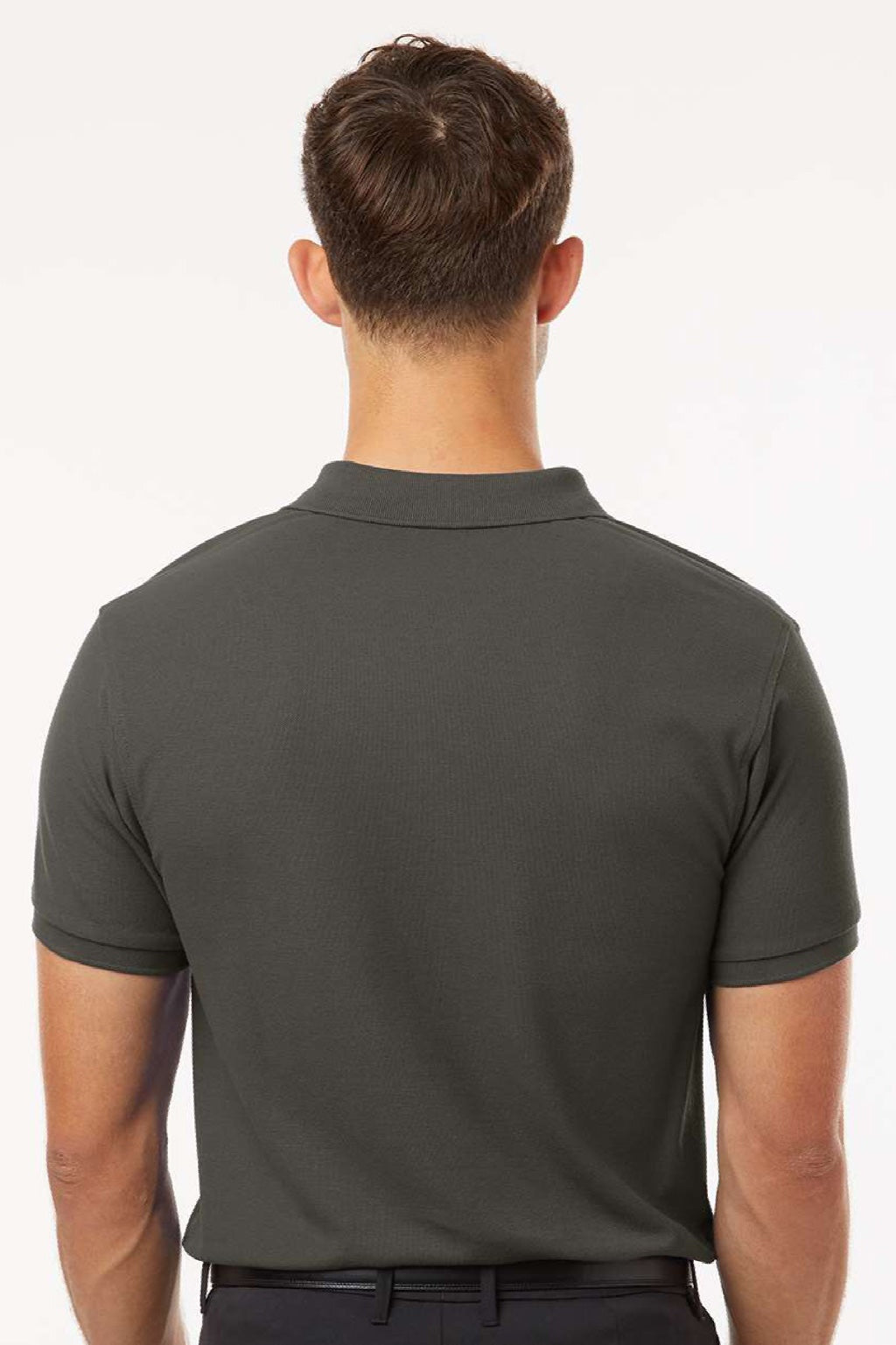 AllPro 62800 Mens Pique Short Sleeve Polo Shirt Charcoal Grey Model Back