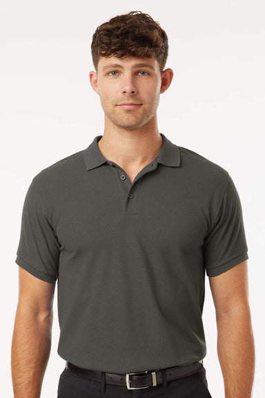 AllPro 62800 Mens Pique Short Sleeve Polo Shirt Charcoal Grey Model Front