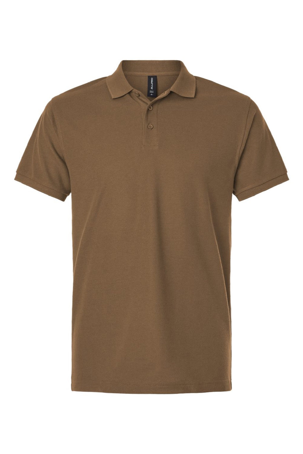 AllPro 62800 Mens Pique Short Sleeve Polo Shirt Cigar Brown Flat Front