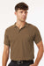 AllPro 62800 Mens Pique Short Sleeve Polo Shirt Cigar Brown Model Front