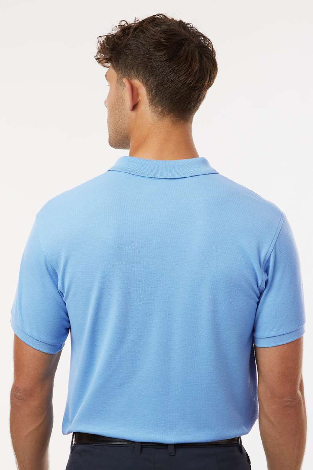 AllPro 62800 Mens Pique Short Sleeve Polo Shirt Cloud Blue Model Back