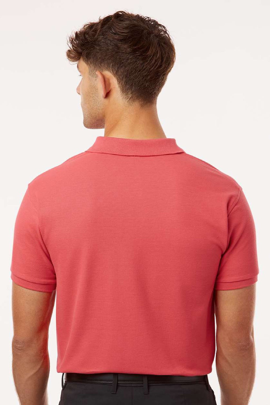 AllPro 62800 Mens Pique Short Sleeve Polo Shirt Coral Model Back