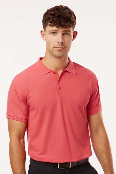 AllPro 62800 Mens Pique Short Sleeve Polo Shirt Coral Model Front