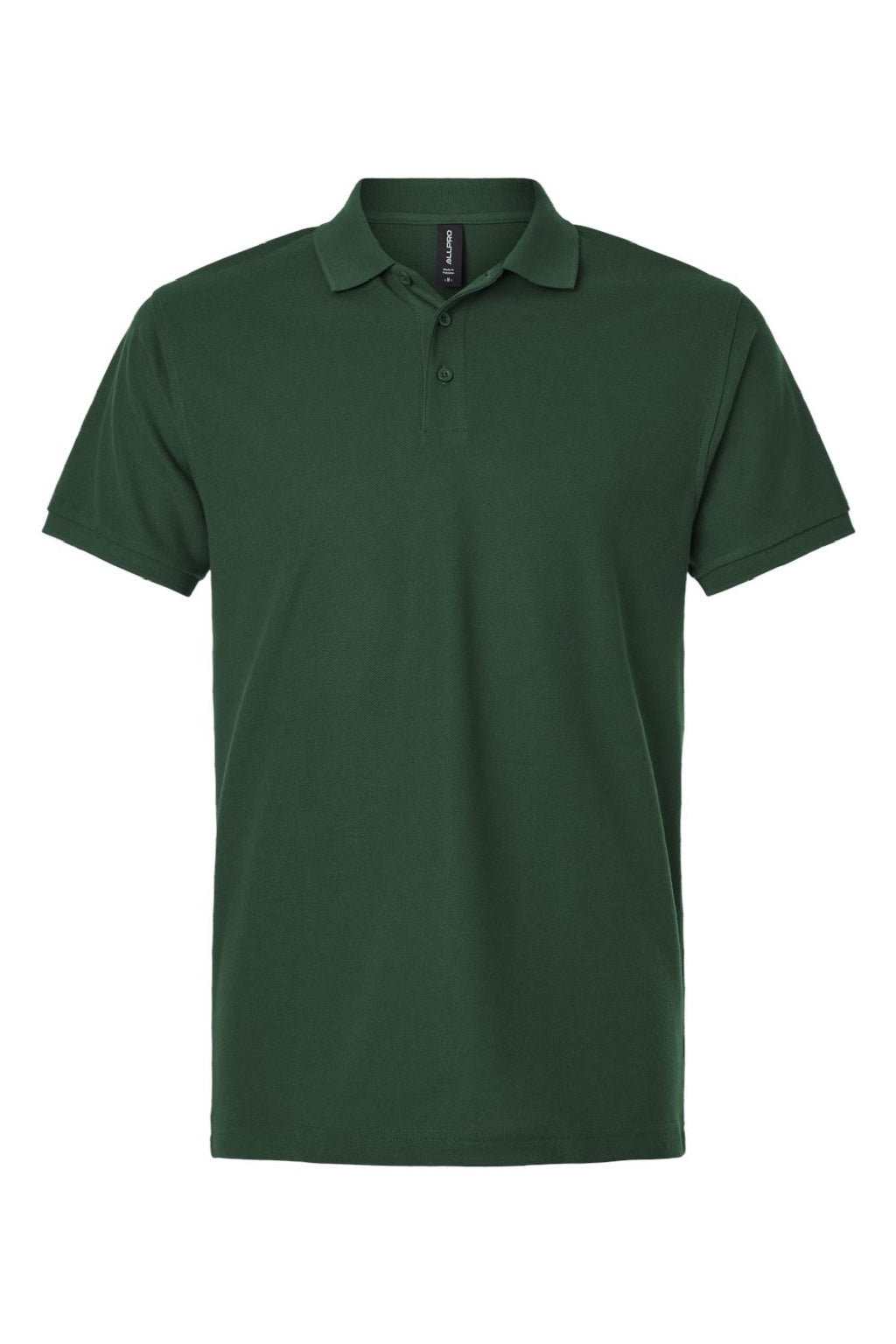 AllPro 62800 Mens Pique Short Sleeve Polo Shirt Forest Green Flat Front