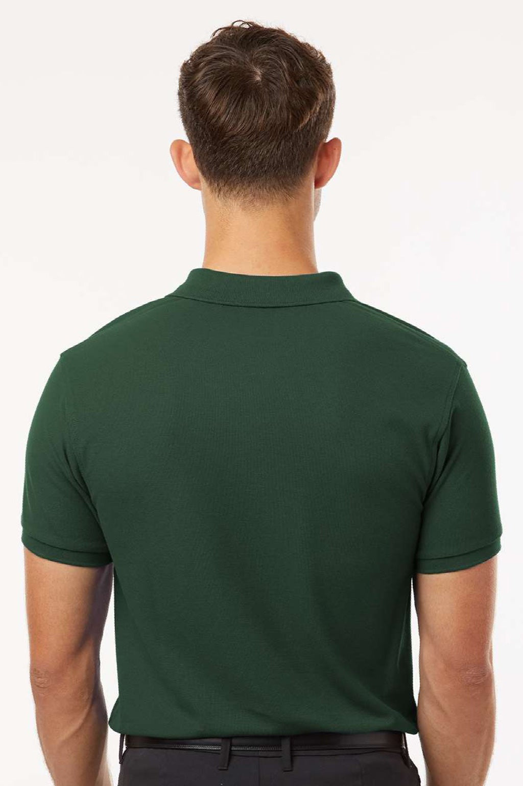 AllPro 62800 Mens Pique Short Sleeve Polo Shirt Forest Green Model Back
