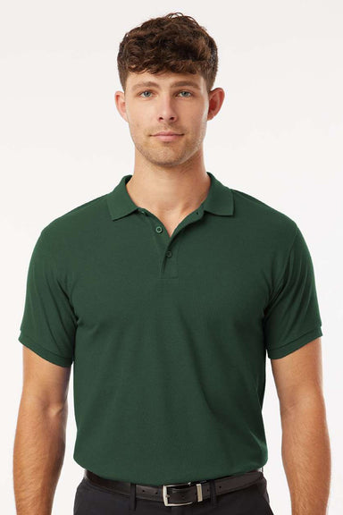 AllPro 62800 Mens Pique Short Sleeve Polo Shirt Forest Green Model Front