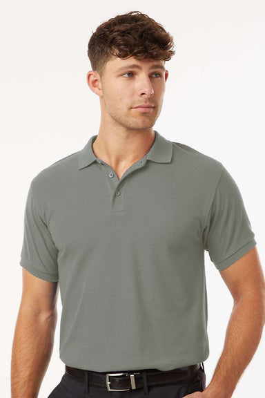 AllPro 62800 Mens Pique Short Sleeve Polo Shirt Greystone Model Front