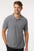 AllPro 62800 Mens Pique Short Sleeve Polo Shirt Heather Granite Grey Model Front
