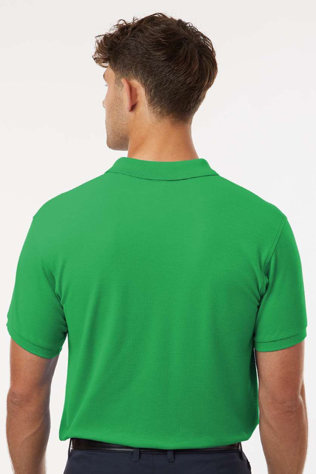 AllPro 62800 Mens Pique Short Sleeve Polo Shirt Kelly Green Model Back