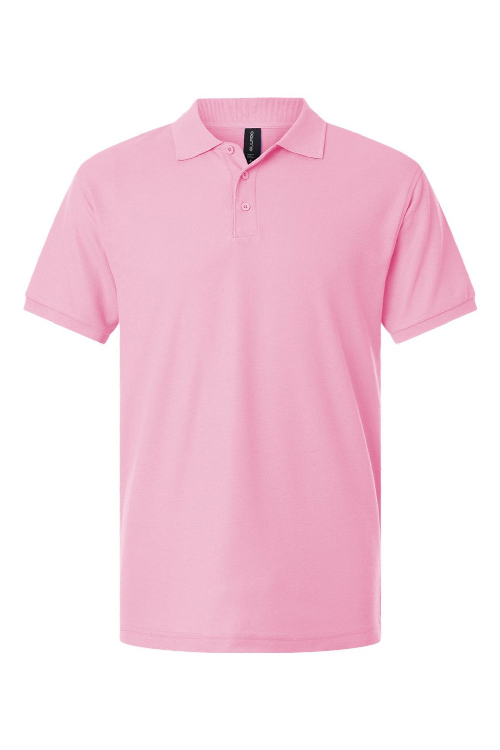 AllPro 62800 Mens Pique Short Sleeve Polo Shirt Light Pink Flat Front