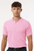 AllPro 62800 Mens Pique Short Sleeve Polo Shirt Light Pink Model Front