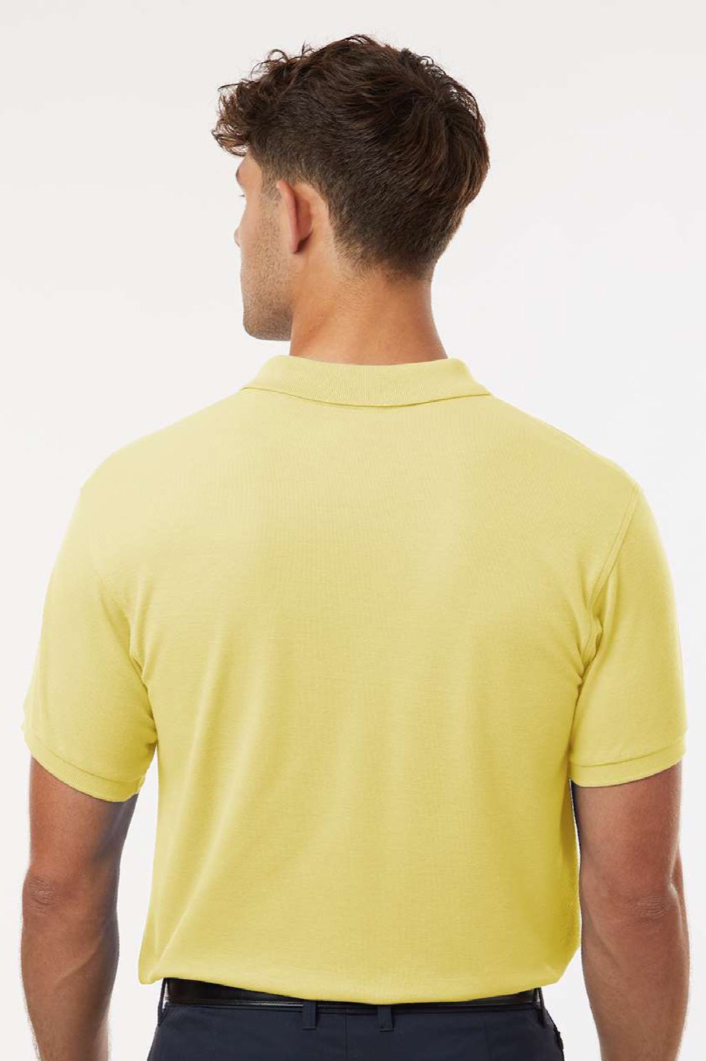 AllPro 62800 Mens Pique Short Sleeve Polo Shirt Light Yellow Model Back