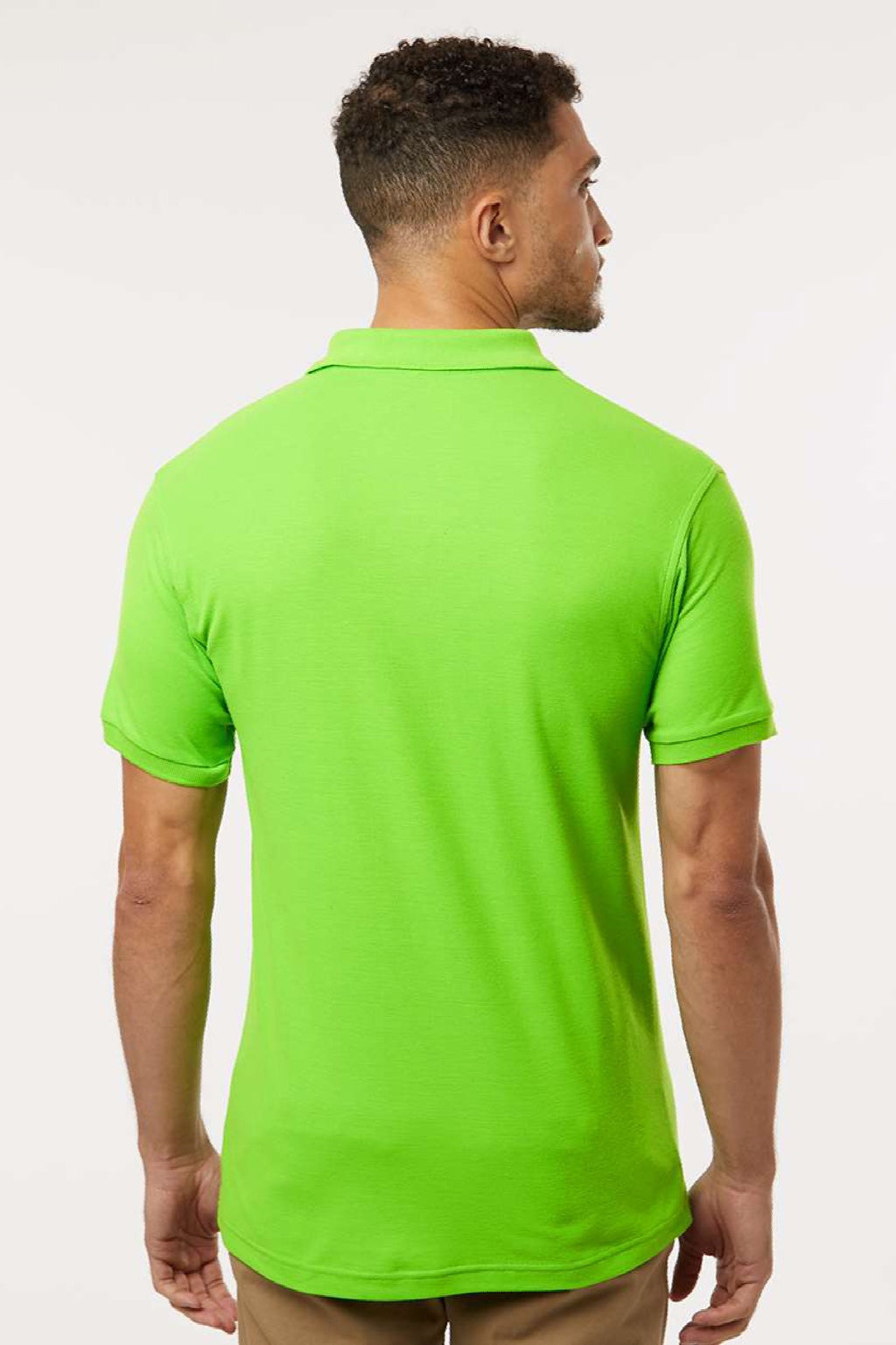 AllPro 62800 Mens Pique Short Sleeve Polo Shirt Lime Green Model Back