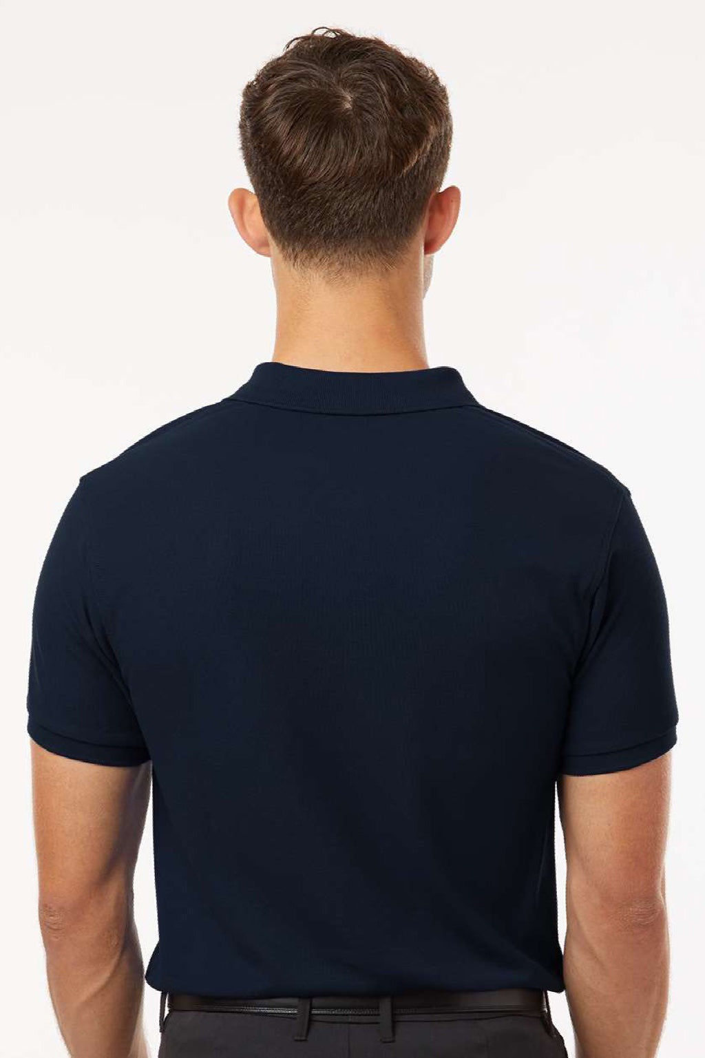 AllPro 62800 Mens Pique Short Sleeve Polo Shirt Navy Blue Model Back