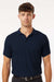 AllPro 62800 Mens Pique Short Sleeve Polo Shirt Navy Blue Model Front