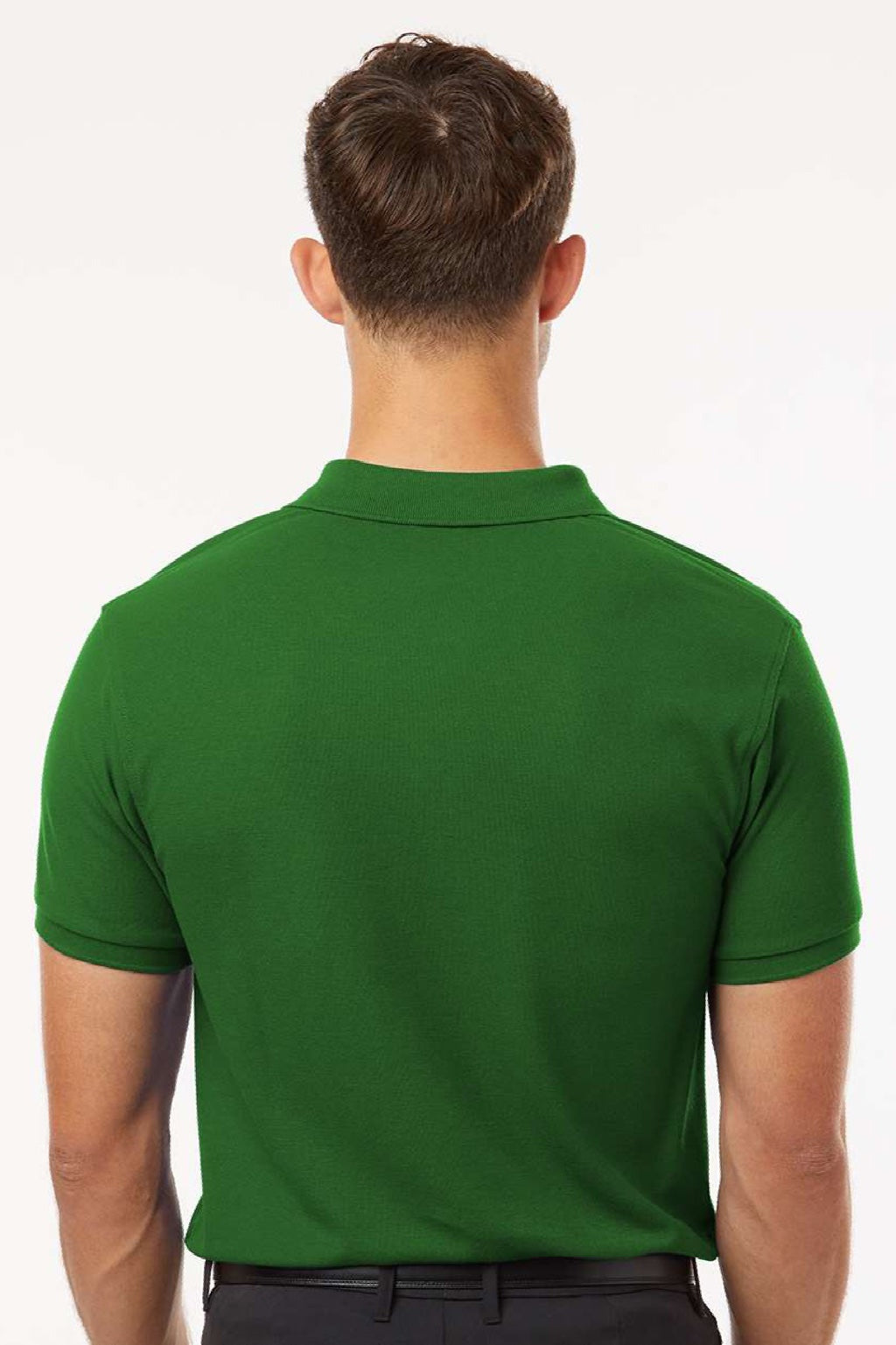 AllPro 62800 Mens Pique Short Sleeve Polo Shirt Olive Green Model Back