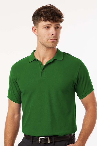 AllPro 62800 Mens Pique Short Sleeve Polo Shirt Olive Green Model Front