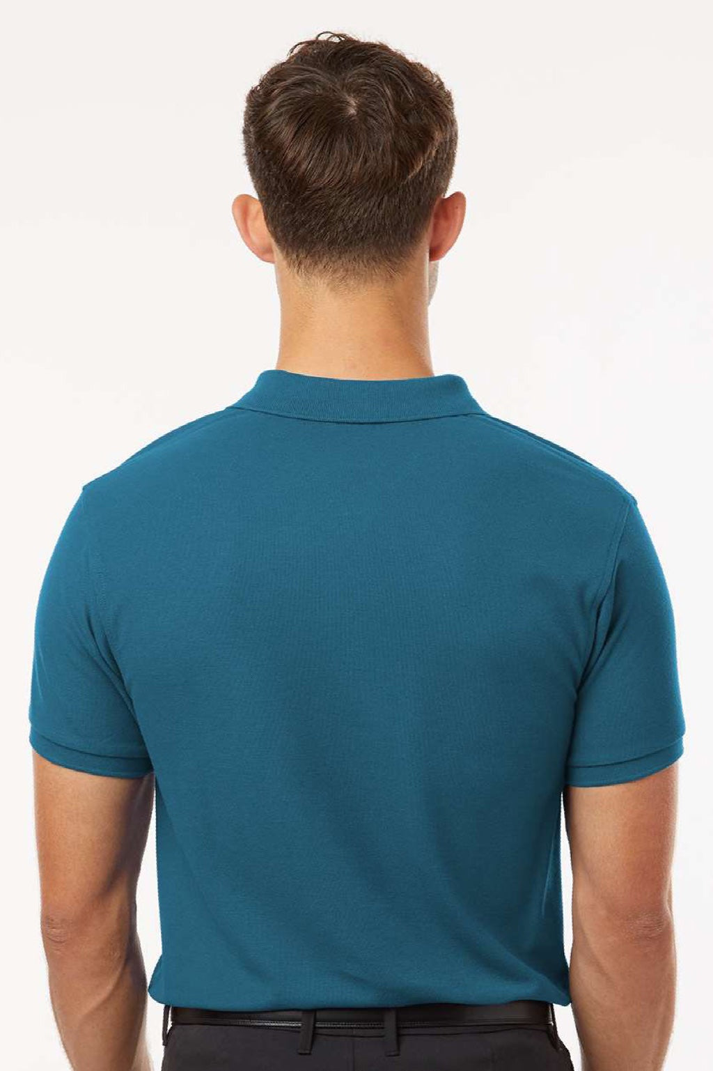AllPro 62800 Mens Pique Short Sleeve Polo Shirt Pacific Blue Model Back