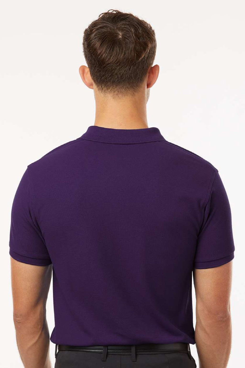 AllPro 62800 Mens Pique Short Sleeve Polo Shirt Purple Model Back