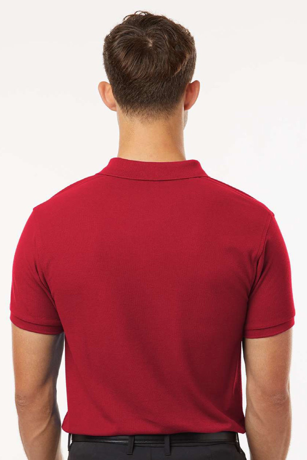 AllPro 62800 Mens Pique Short Sleeve Polo Shirt Red Model Back