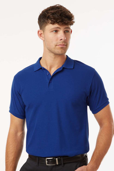 AllPro 62800 Mens Pique Short Sleeve Polo Shirt Royal Blue Model Front