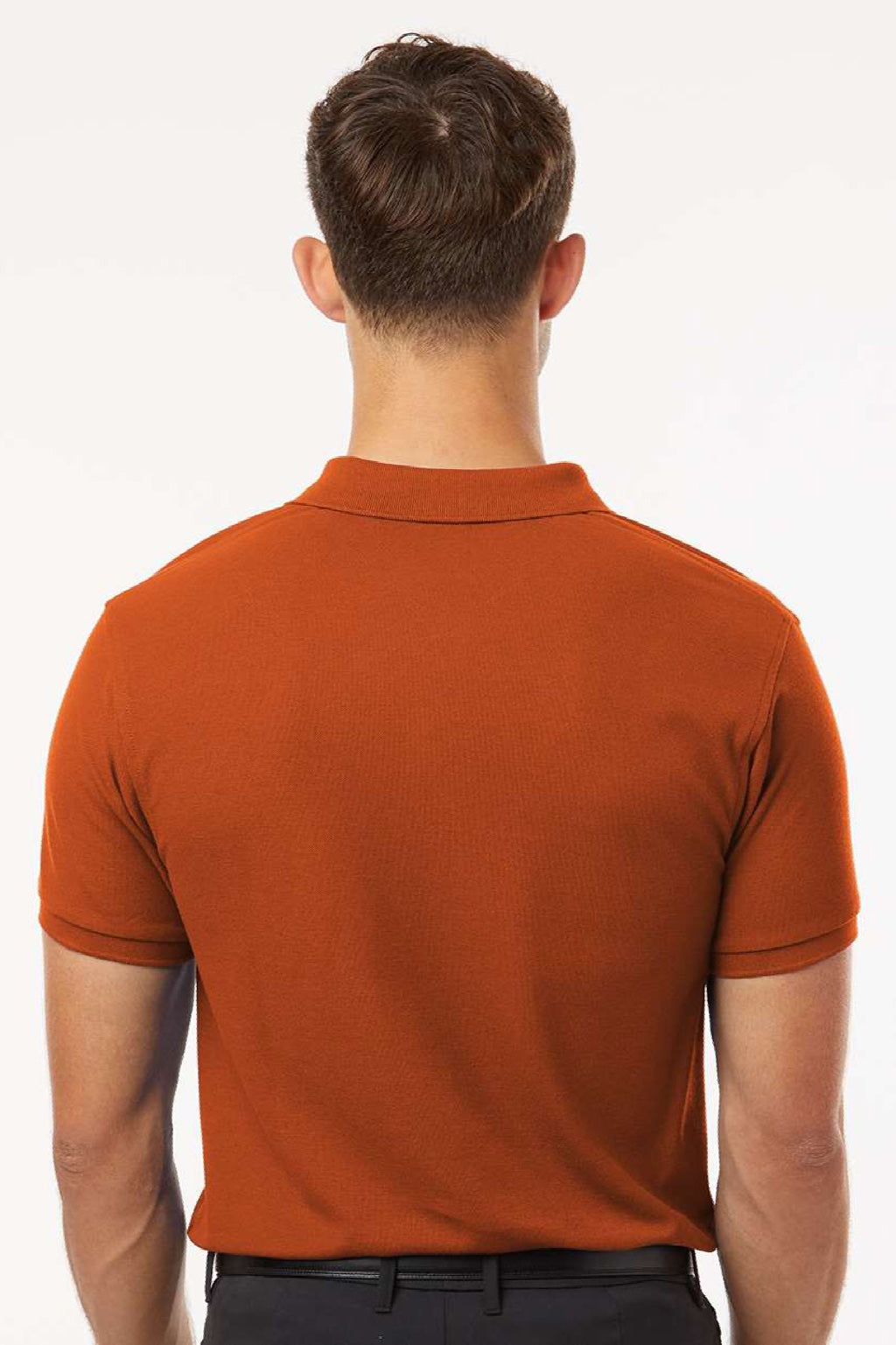 AllPro 62800 Mens Pique Short Sleeve Polo Shirt Rust Orange Model Back