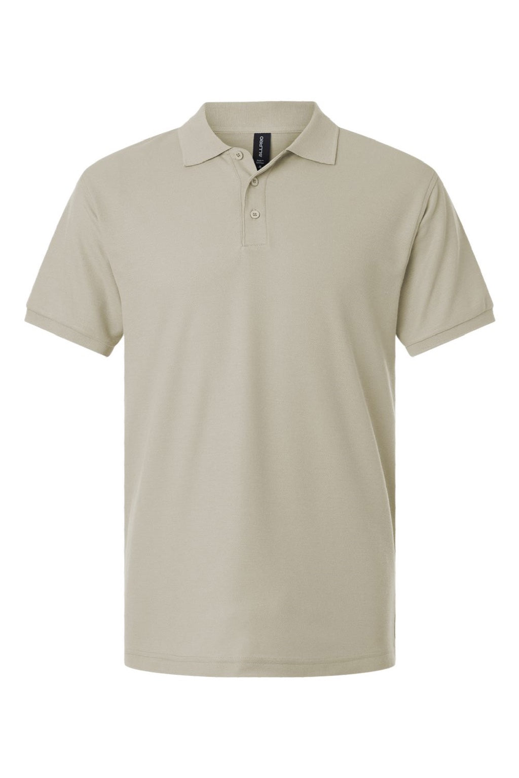 AllPro 62800 Mens Pique Short Sleeve Polo Shirt Sand Brown Flat Front