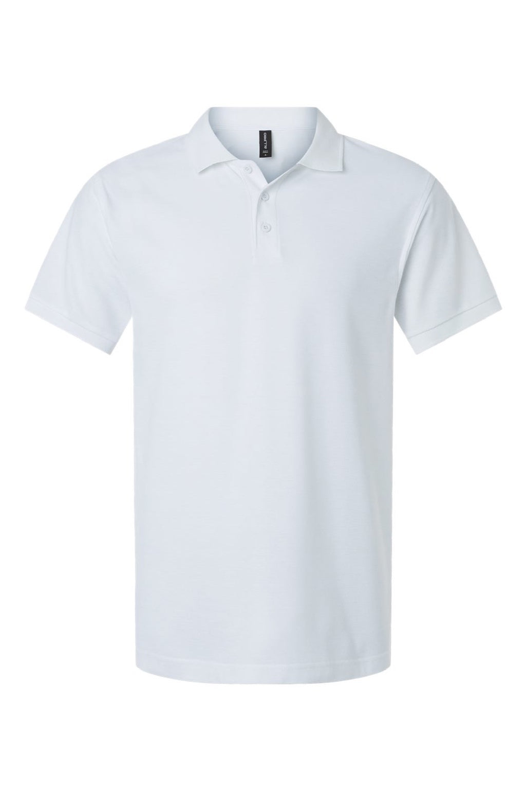 AllPro 62800 Mens Pique Short Sleeve Polo Shirt White Flat Front