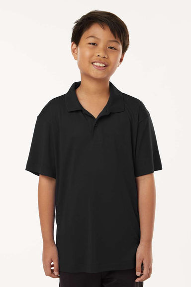AllPro 41800Y Youth Pro Lock Performance Short Sleeve Polo Shirt Black Model Front