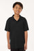 AllPro 41800Y Youth Pro Lock Performance Short Sleeve Polo Shirt Black Model Front