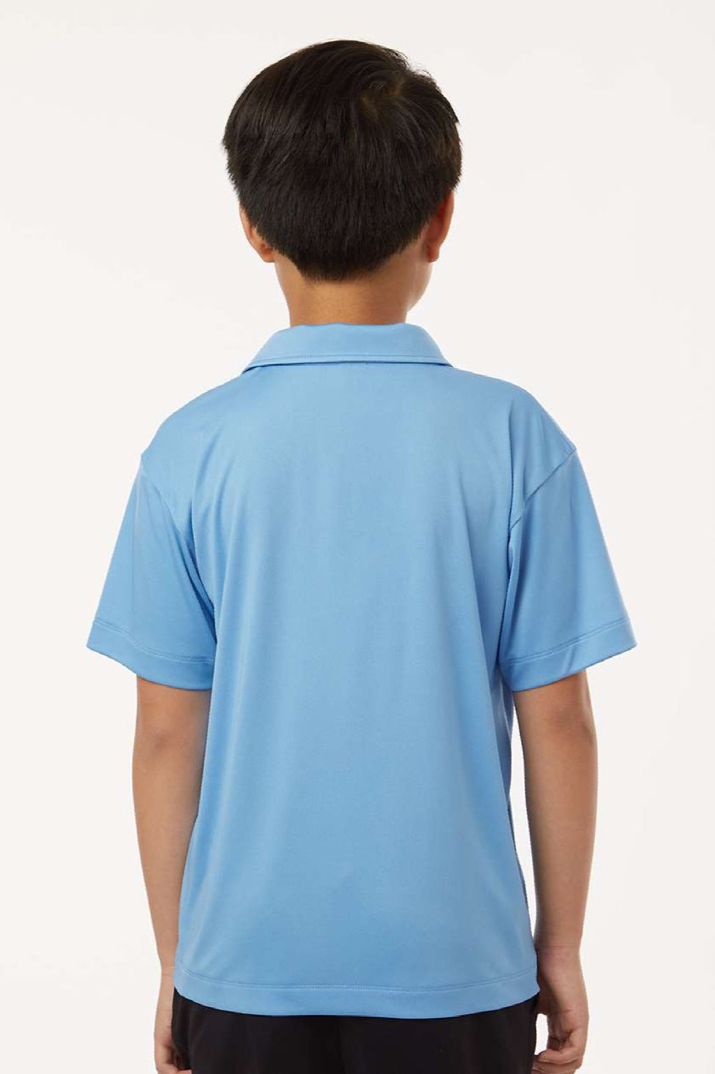 AllPro 41800Y Youth Pro Lock Performance Short Sleeve Polo Shirt Carolina Blue Model Back