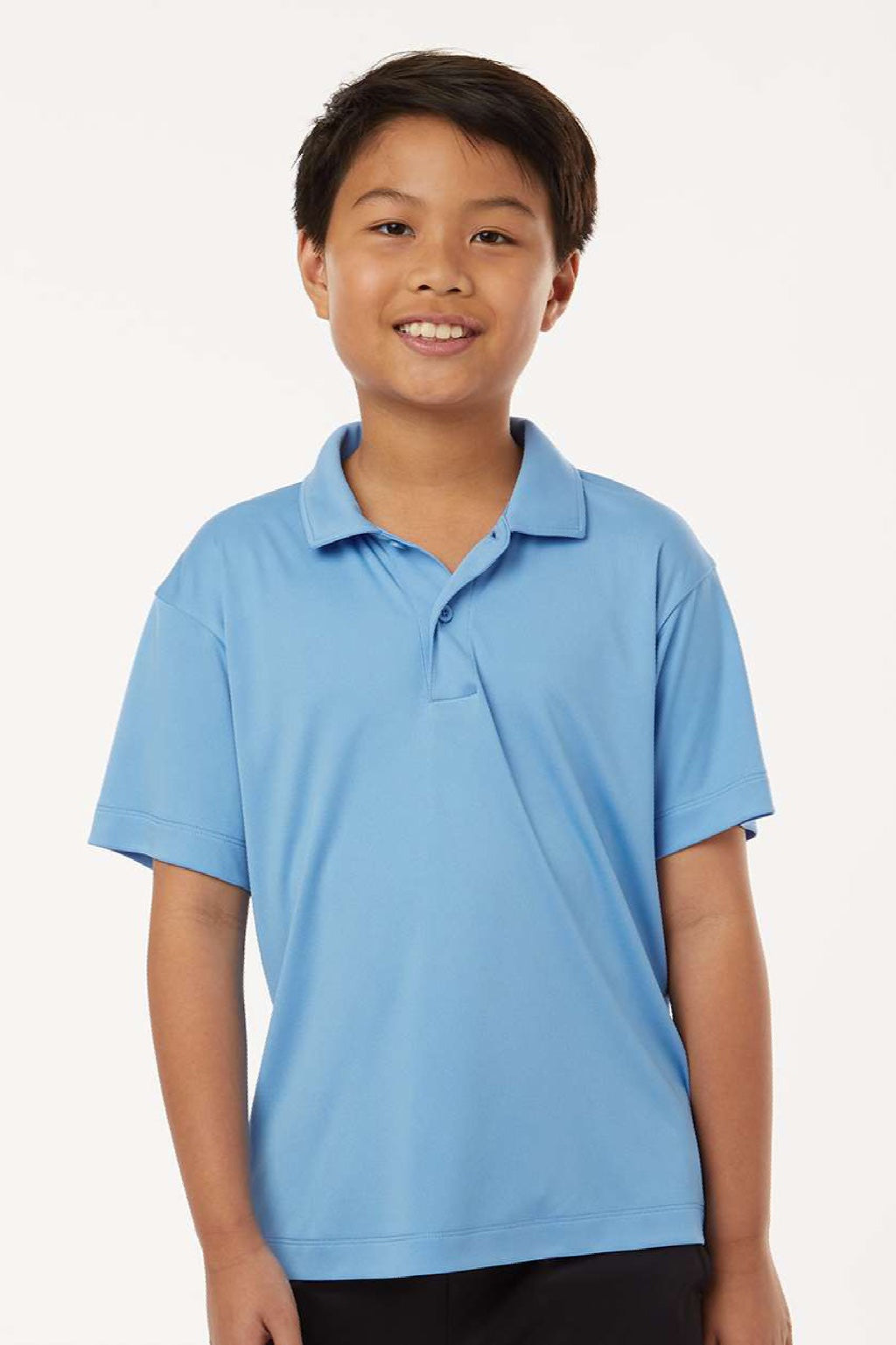 AllPro 41800Y Youth Pro Lock Performance Short Sleeve Polo Shirt Carolina Blue Model Front