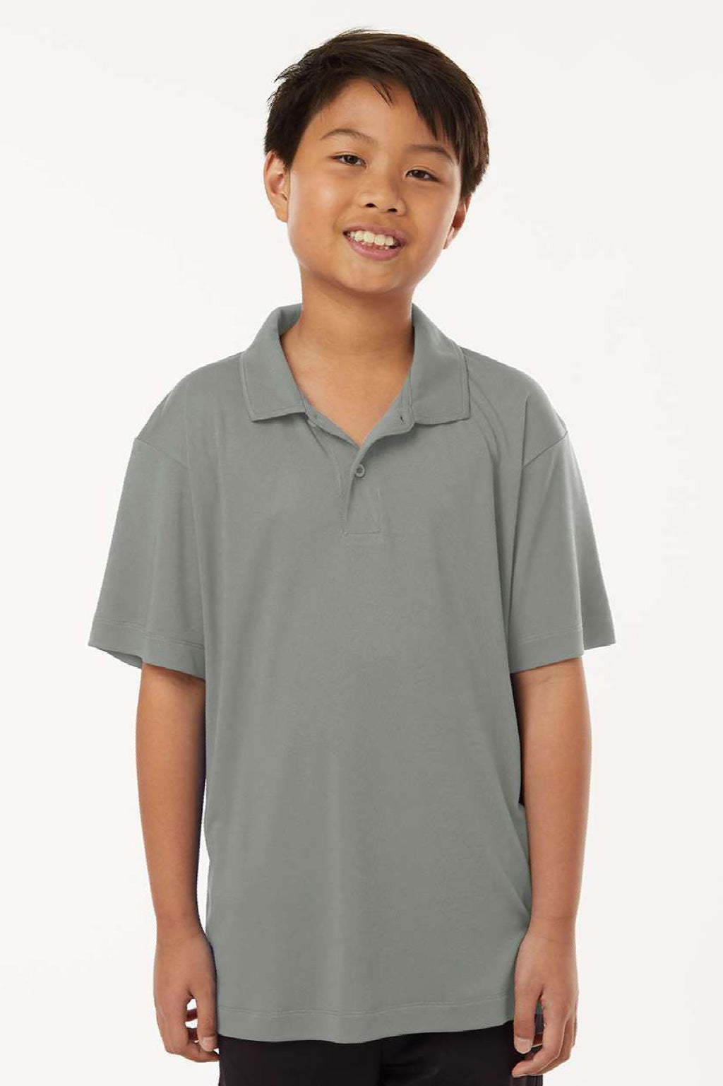AllPro 41800Y Youth Pro Lock Performance Short Sleeve Polo Shirt Greystone Model Front