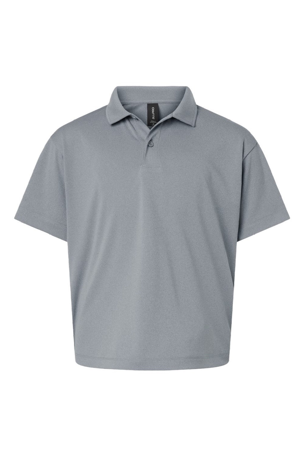 AllPro 41800Y Youth Pro Lock Performance Short Sleeve Polo Shirt Heather Steel Grey Flat Front