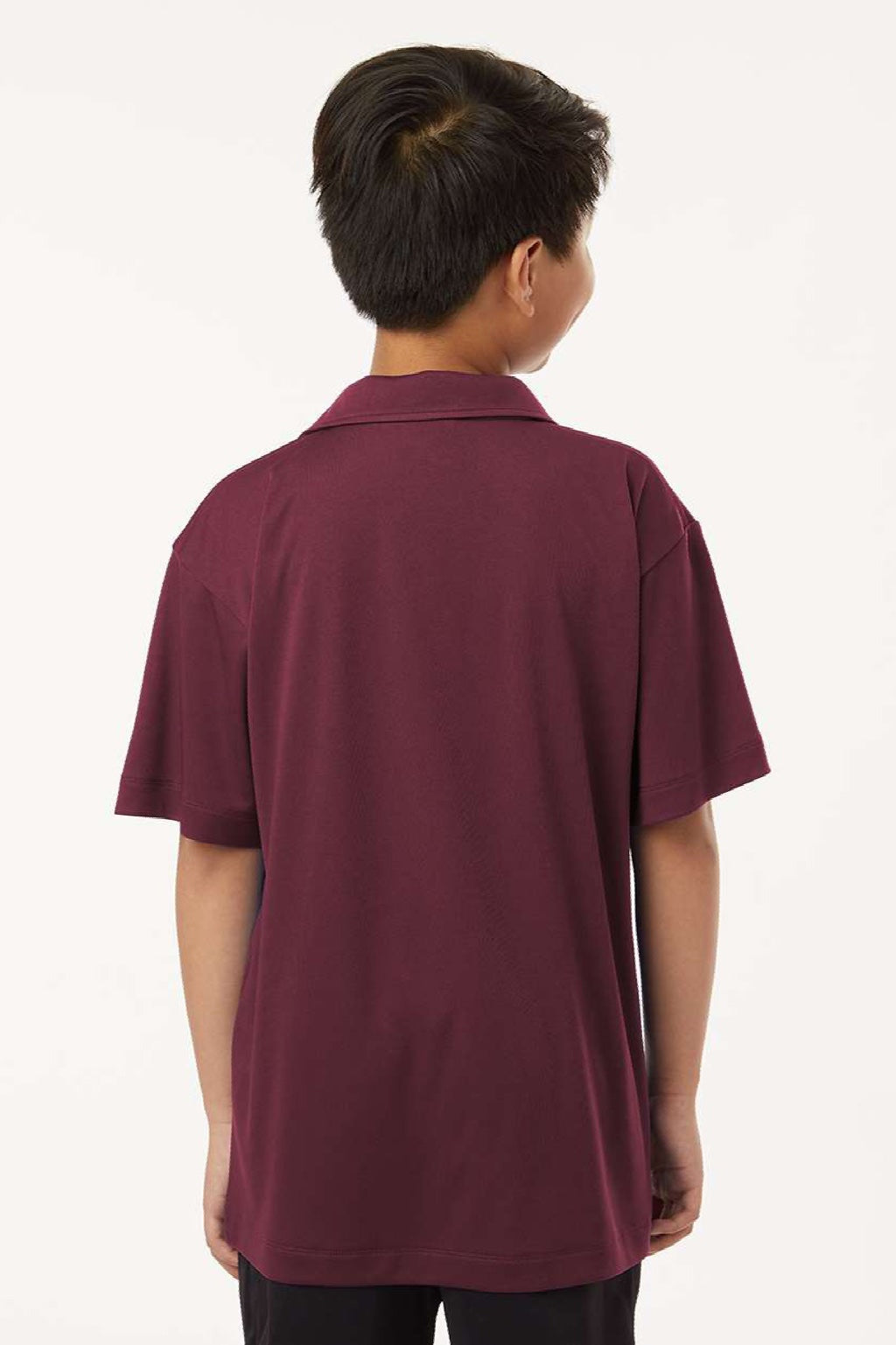 AllPro 41800Y Youth Pro Lock Performance Short Sleeve Polo Shirt Maroon Model Back