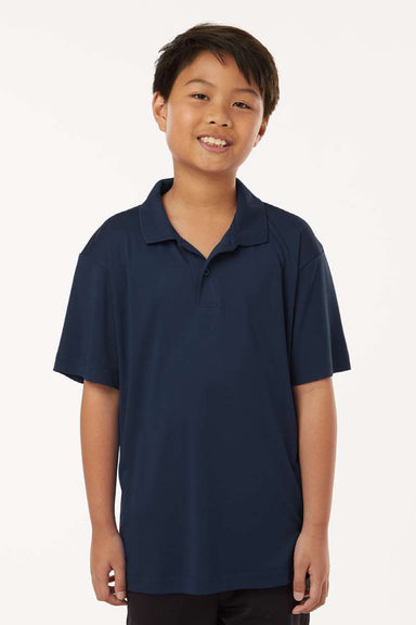 AllPro 41800Y Youth Pro Lock Performance Short Sleeve Polo Shirt Navy Blue Model Front