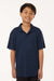 AllPro 41800Y Youth Pro Lock Performance Short Sleeve Polo Shirt Navy Blue Model Front