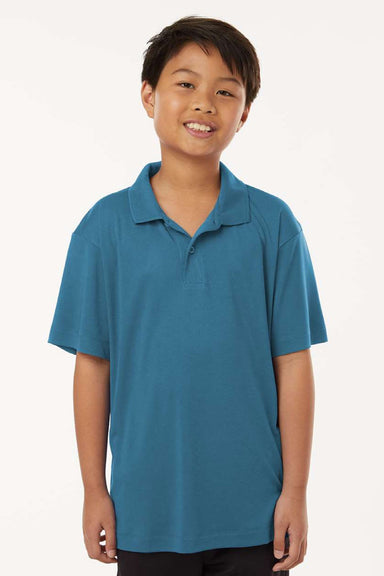 AllPro 41800Y Youth Pro Lock Performance Short Sleeve Polo Shirt Pacific Blue Model Front