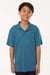 AllPro 41800Y Youth Pro Lock Performance Short Sleeve Polo Shirt Pacific Blue Model Front