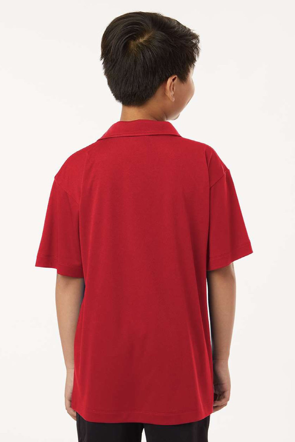 AllPro 41800Y Youth Pro Lock Performance Short Sleeve Polo Shirt Red Model Back