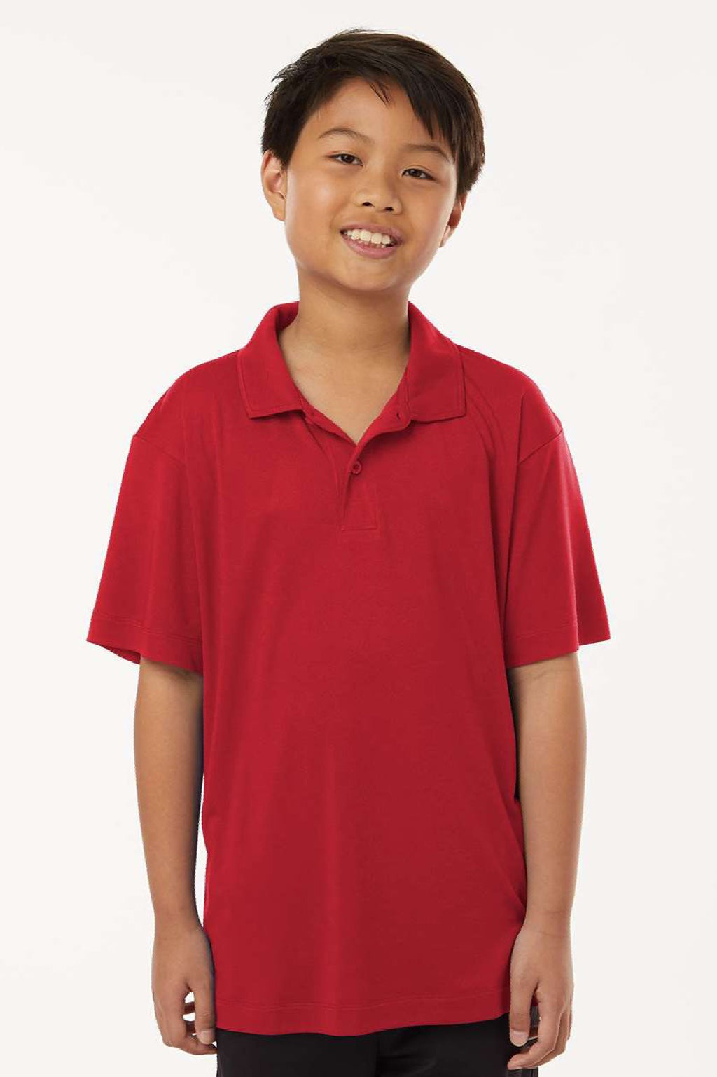 AllPro 41800Y Youth Pro Lock Performance Short Sleeve Polo Shirt Red Model Front