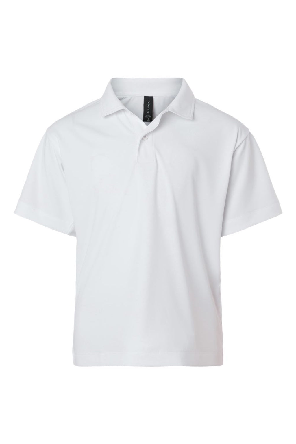AllPro 41800Y Youth Pro Lock Performance Short Sleeve Polo Shirt White Flat Front