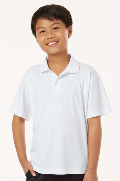 AllPro 41800Y Youth Pro Lock Performance Short Sleeve Polo Shirt White Model Front