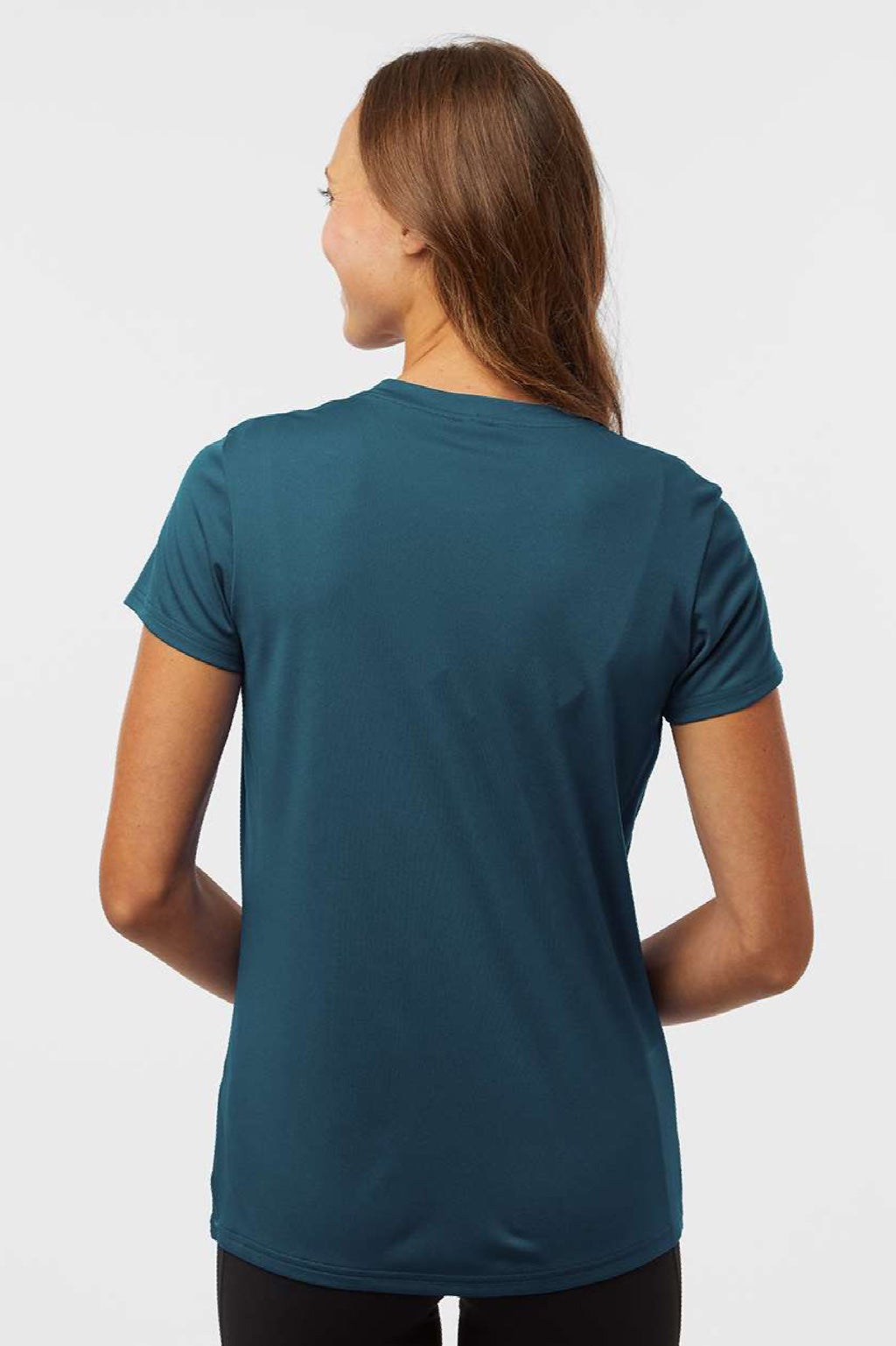 AllPro 48000L Womens Pro Lock Performance Short Sleeve Crewneck T-Shirt Atlantic Blue Model Back