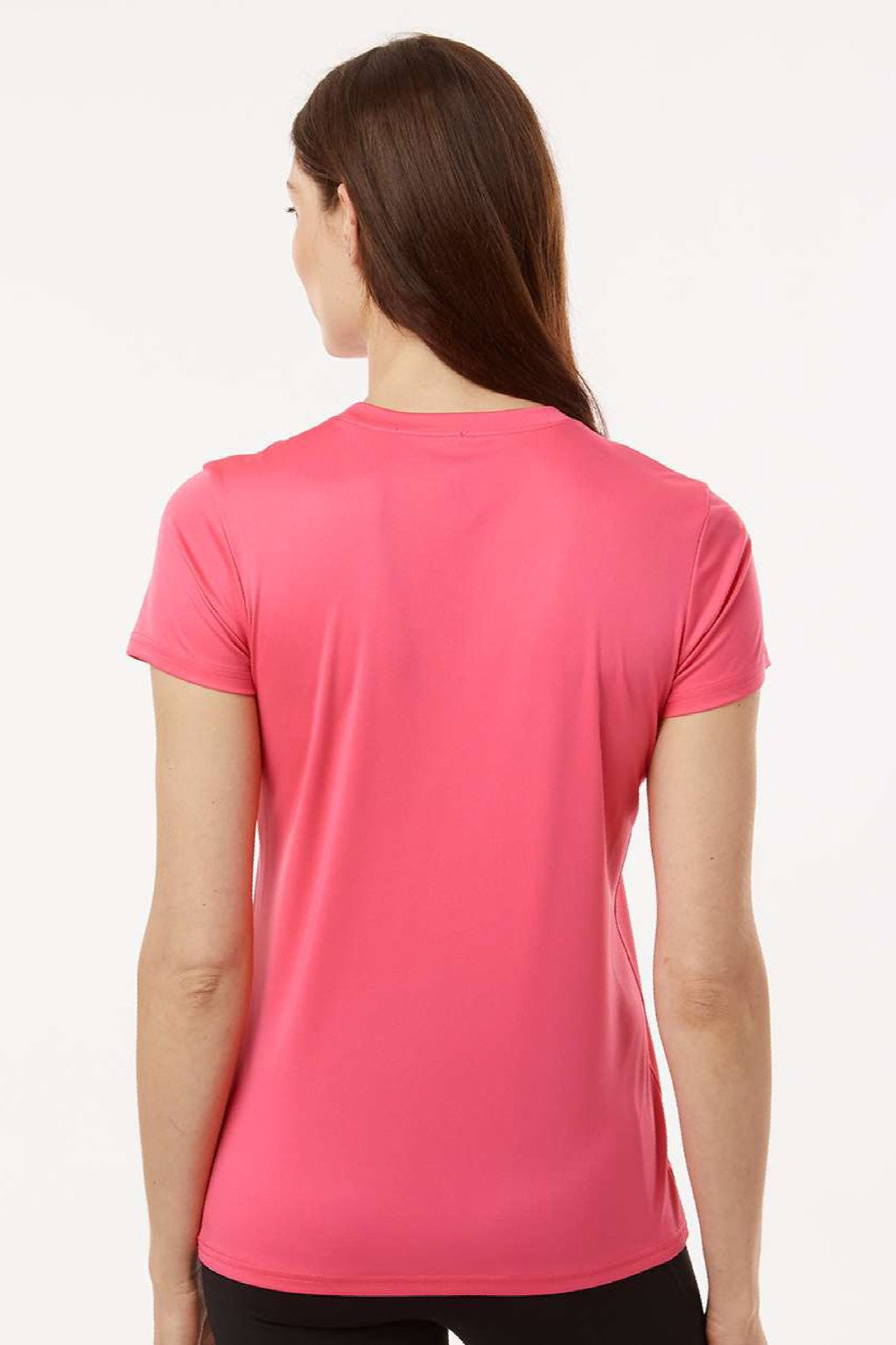 AllPro 48000L Womens Pro Lock Performance Short Sleeve Crewneck T-Shirt Bright Pink Model Back