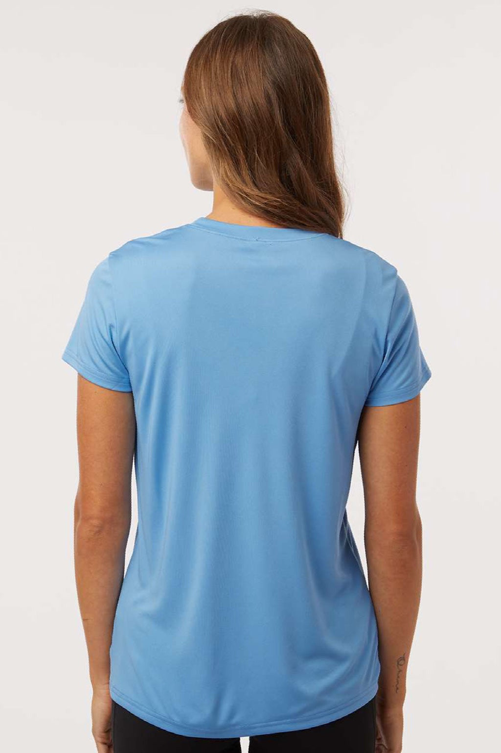 AllPro 48000L Womens Pro Lock Performance Short Sleeve Crewneck T-Shirt Carolina Blue Model Back